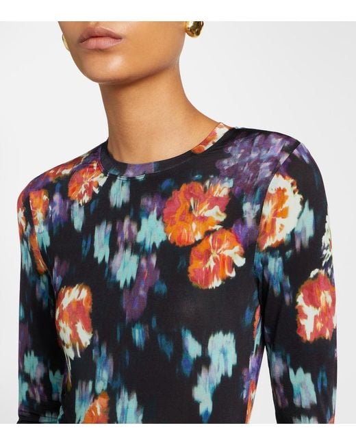 Ulla Johnson Blue Amari Printed Jersey Maxi Dress
