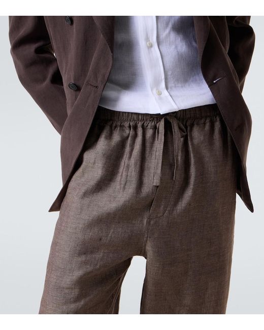 Saman Amel Weite Hose Aus Leinen in Brown für Herren
