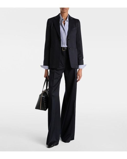 Max Mara Blue Ori Camel Hair Wide-Leg Pants