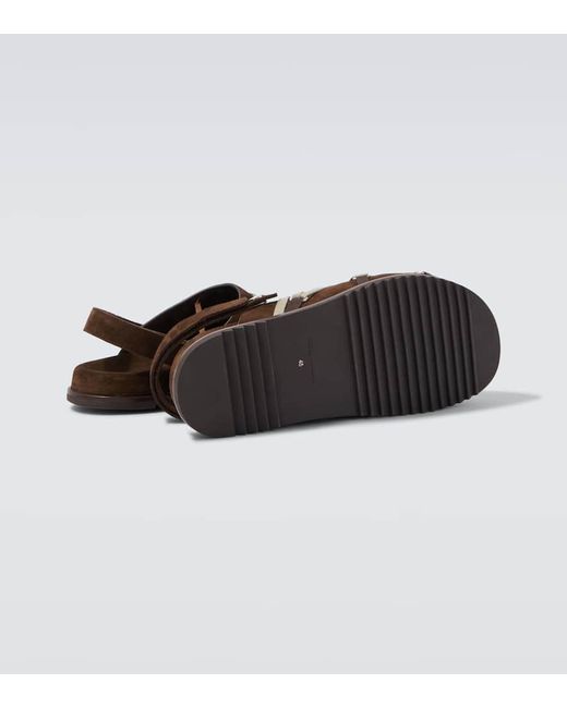 Rick Owens Brown Megalace Suede Mules for men