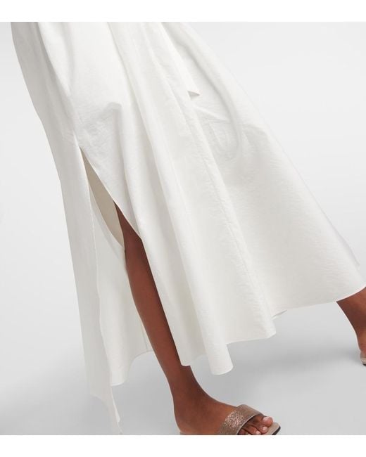 Brunello Cucinelli White Pleated Maxi Dress