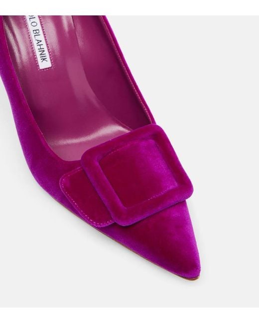 Manolo Blahnik Purple Maysale 90 Velvet Pumps