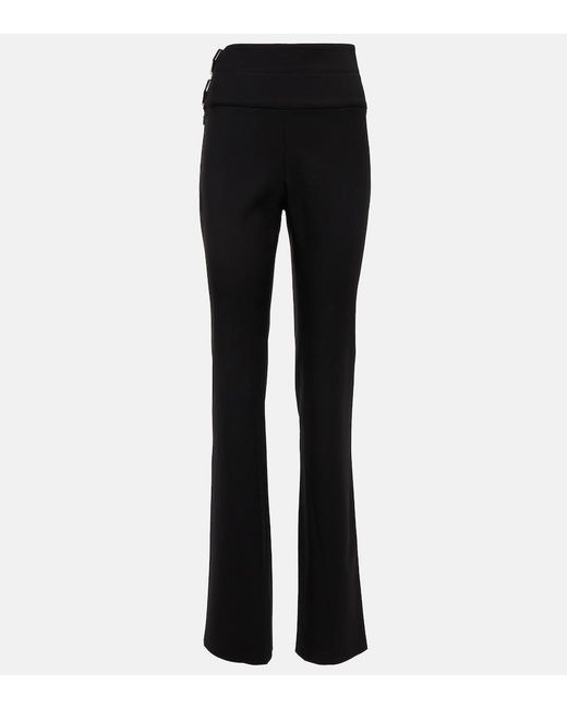 Alaïa Black Alaia Belted Straight Wool Pants