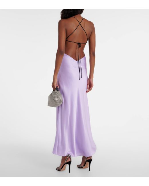 The Sei Purple Lace-trimmed Silk Satin Gown