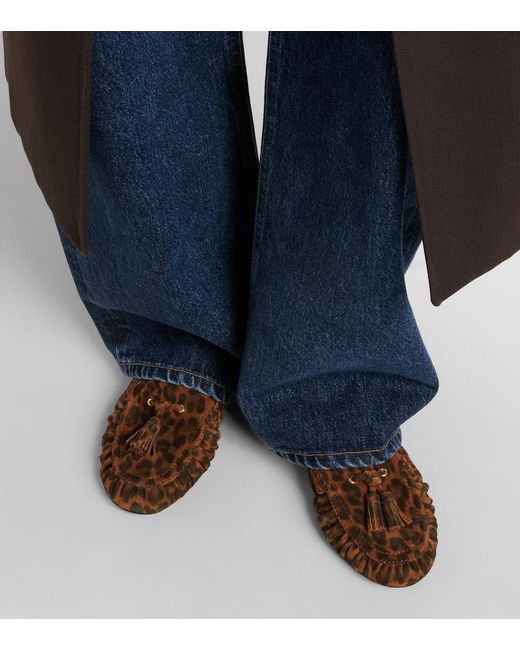 Gianvito Rossi Brown Thea Leopard-Print Suede Loafers