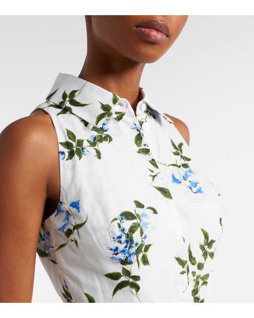 Emilia Wickstead White Norika Belted Floral Cotton Shirt Dress