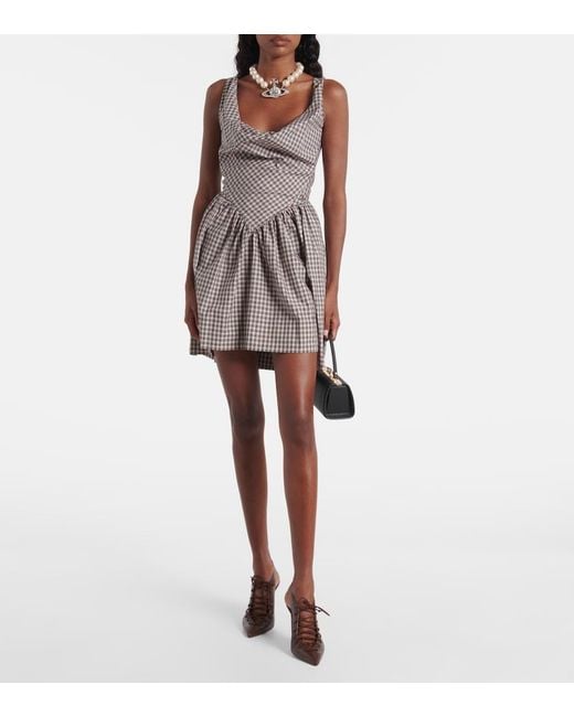 Vivienne Westwood Multicolor Mini Sunday Plaid Cotton Mini Dress