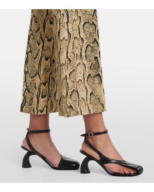 Dries Van Noten Natural Snake-Print Mid-Rise Flared Jacquard Pants