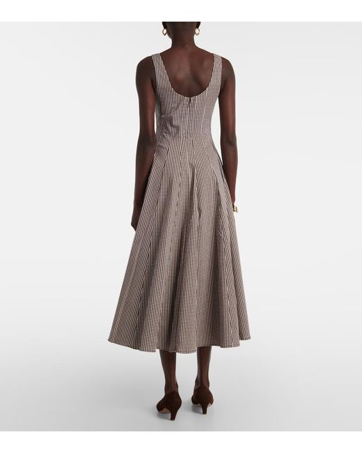 Staud Gray Wells Checked Midi Dress
