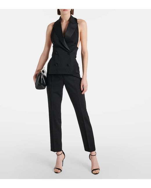 Dolce & Gabbana Blue High-Rise Wool And Silk Slim Pants