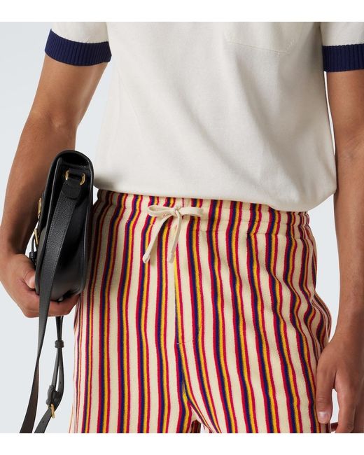 Valentino Red Striped Terry Shorts for men