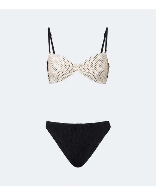 Hunza G White Delphine Polka-Dot Reversible Bikini