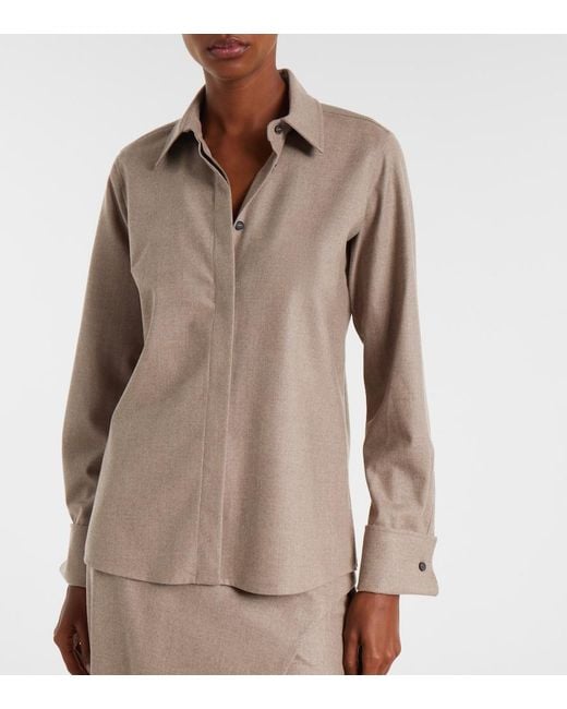 Max Mara Brown Tebaide Cashmere-Blend Shirt