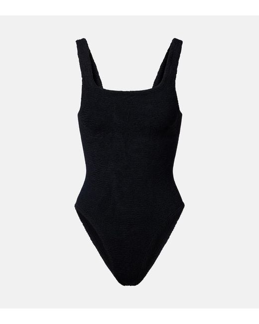 Hunza G Black Coverage Square Neck Swimsuit