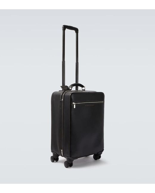 Brunello Cucinelli Black Leather Carry-On Suitcase for men