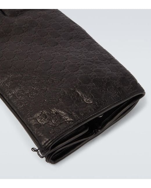 Gucci Black Gg Leather Gloves for men