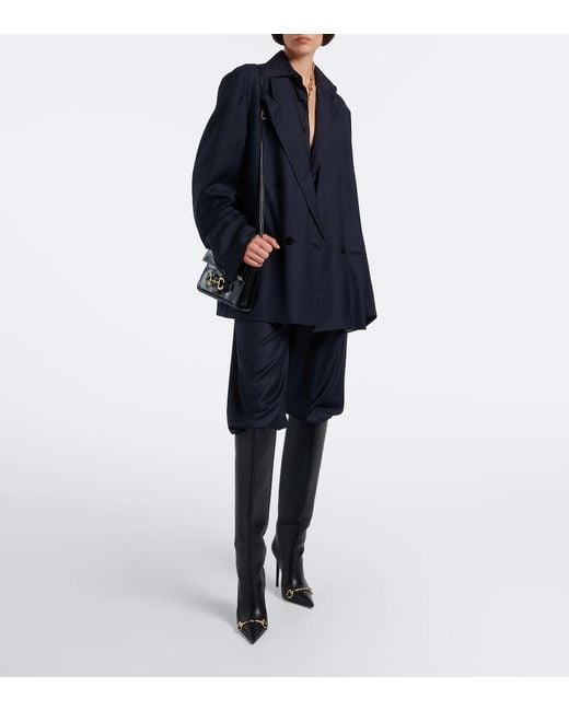 Gucci Blue Double-Breasted Oversized Wool Blazer