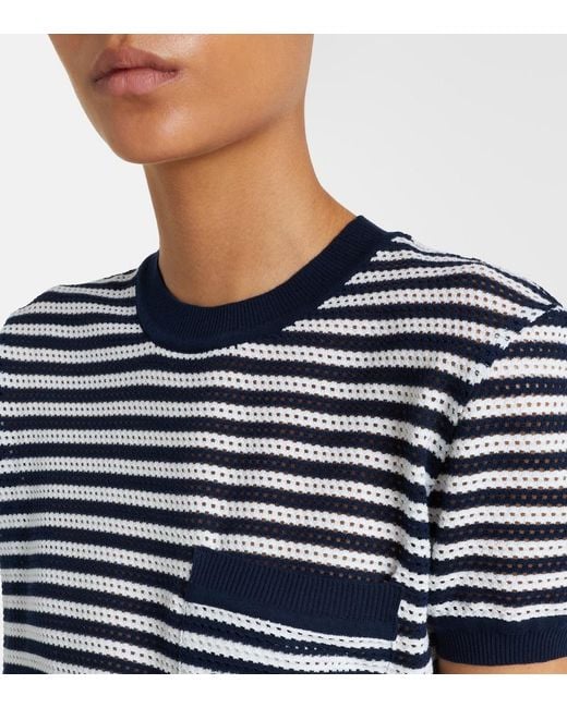 Max Mara Blue Striped Cotton-Blend Jersey T-Shirt