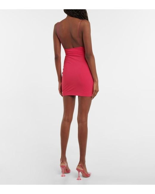 Nensi Dojaka Pink Cutout Ruched Minidress