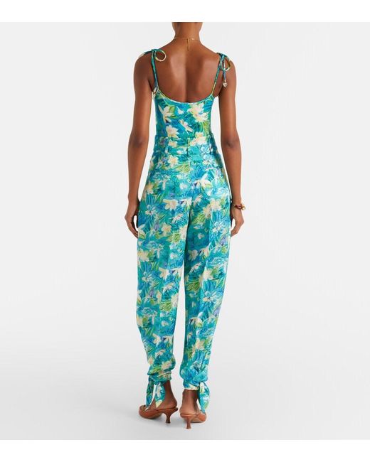 Chloé Blue Floral Silk Balloon Pants