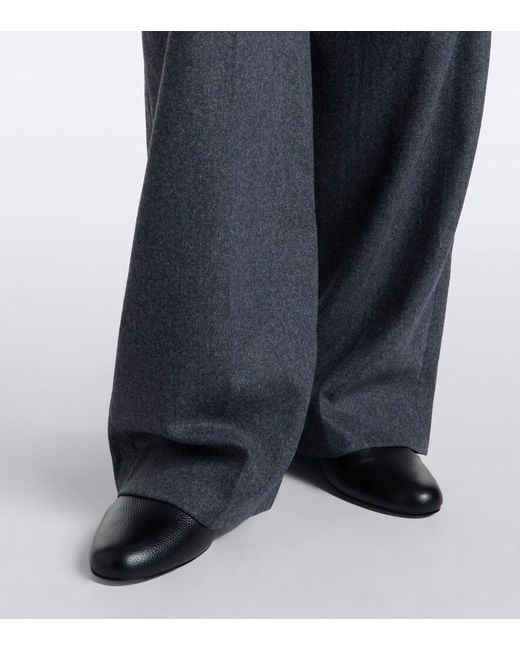 Vince Gray Camille Wool-Blend Flannel Wide-Leg Pants