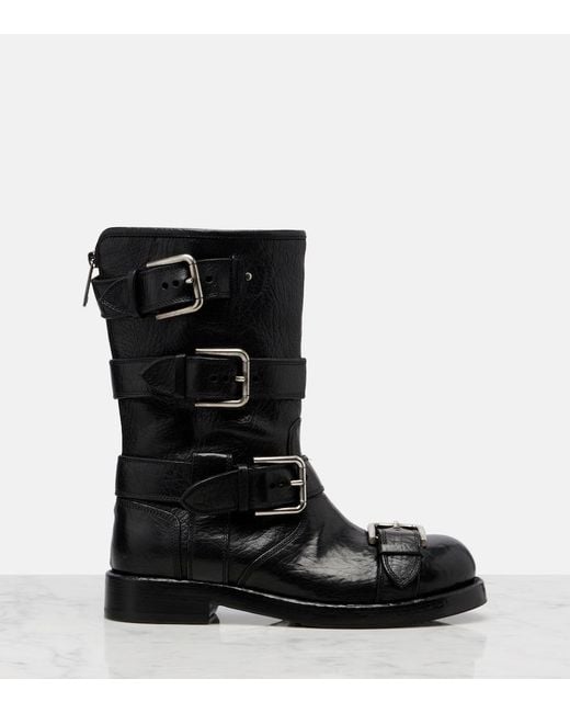 Dolce & Gabbana Black Leather Biker Boots