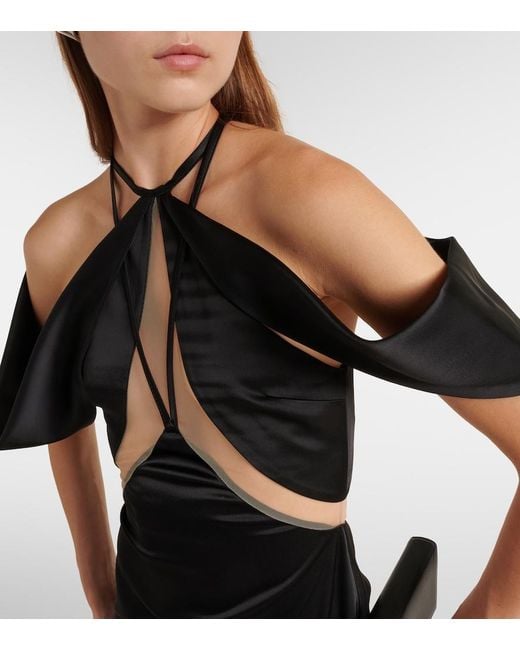 David Koma Black Off-Shoulder Tulle Gown