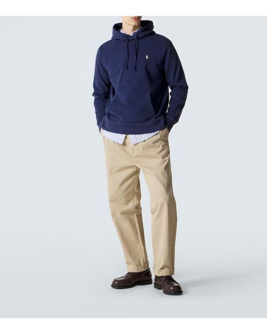 Polo Ralph Lauren Blue Loopback Cotton Hoodie for men