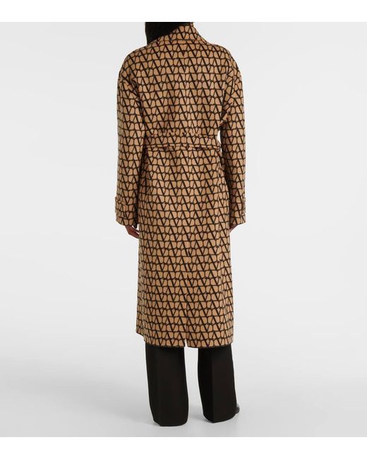 Valentino Brown Toile Iconographe Wool And Silk Coat
