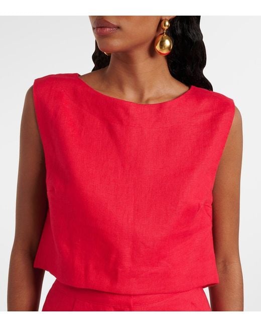 Posse Red Martina Linen Crop Top