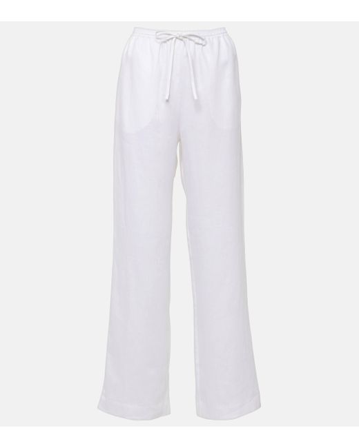 Asceno White Aurelia Linen Wide-leg Pants