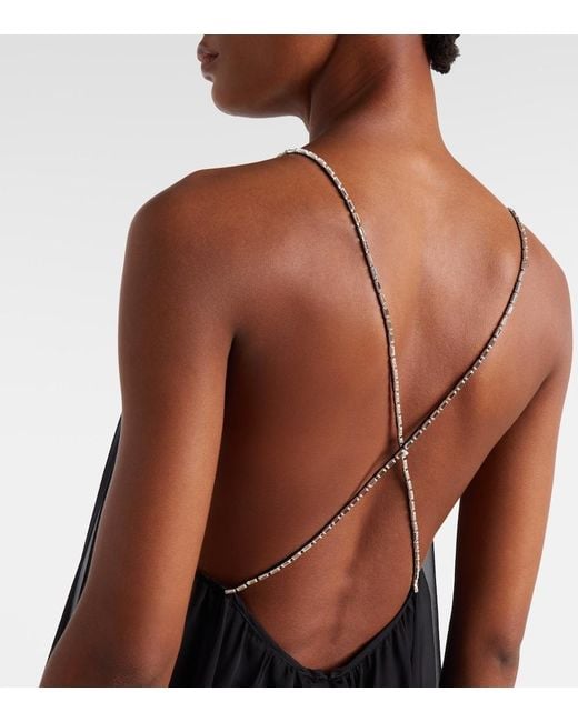 David Koma Black Embellished Chiffon Gown