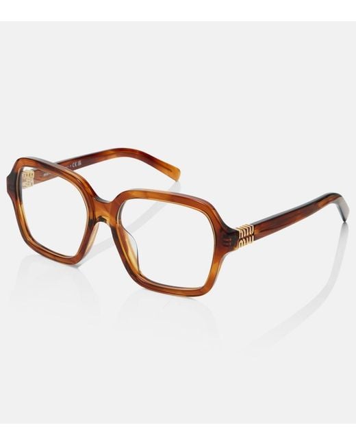 Miu Miu Brown Logo Square Glasses