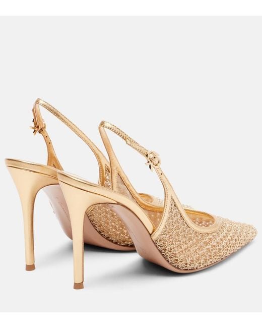 Gianvito Rossi Natural Nikki Leather-Trimmed Slingback Pumps