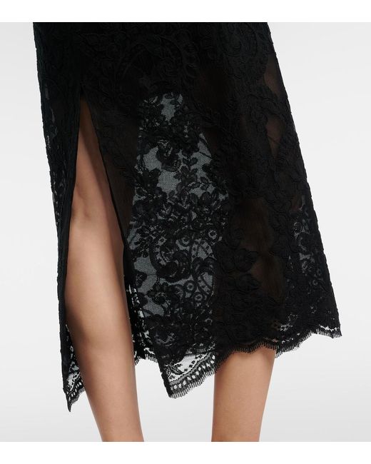 Zimmermann Black Crush Ruffled Lace Midi Dress