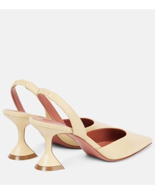 AMINA MUADDI Pink Holli 70 Leather Slingback Pumps