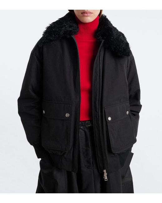 Moncler Black Rougequeue Shearling-Trimmed Down Jacket