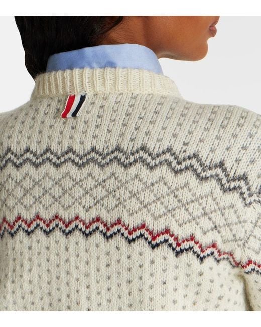 Thom Browne White Fair Isle Wool And Mohair Cardigan