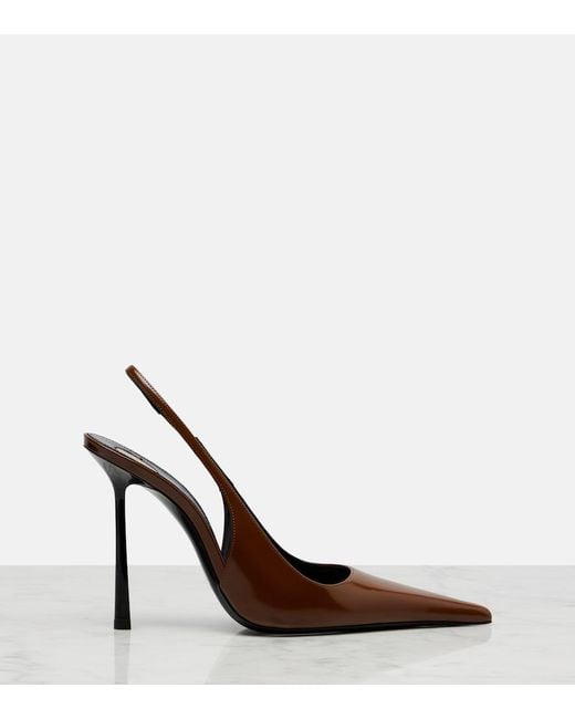 Saint Laurent Brown Vendome 110 Leather Slingback Pumps