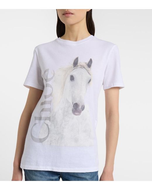 Chloé White Logo Cotton Jersey T-Shirt