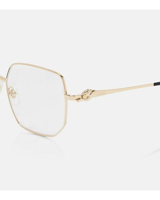 Cartier Metallic Panthere De Cartier Square Glasses