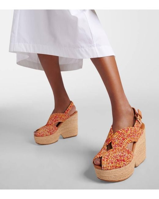 Robert Clergerie Brown Dolce Raffia Platform Sandals