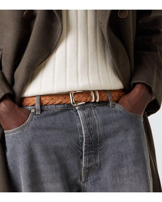 Brunello Cucinelli Brown Braided Suede Belt for men