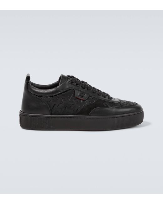 Christian Louboutin Black Happyrui Canvas & Leather Sneaker for men
