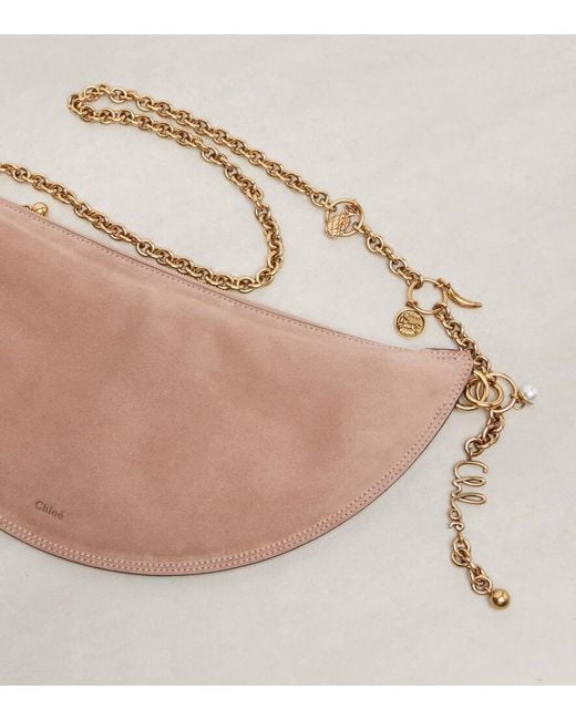Chloé Pink Icons Small Suede Shoulder Bag