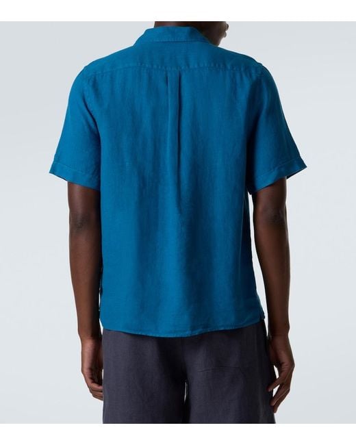 Vilebrequin Blue Charli Linen Bowling Shirt for men
