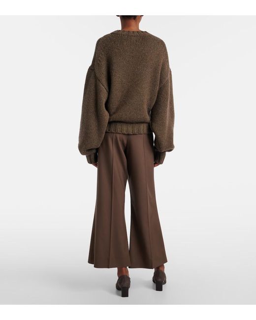 Khaite Brown Walter Cropped Virgin Wool Flared Pants