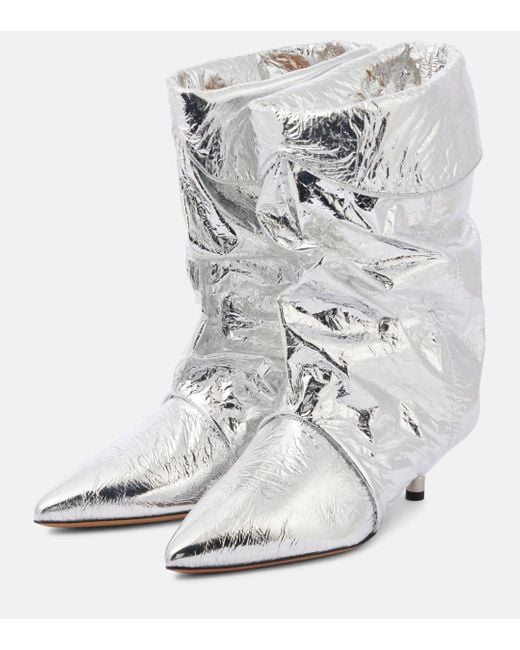 Isabel Marant White Edrik Metallic Leather Ankle Boots