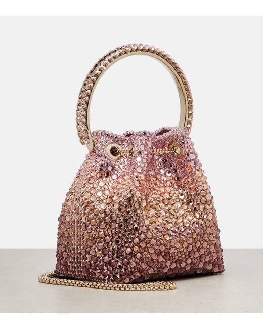 Jimmy Choo Pink Bon Bon Micro Embellished Bucket Bag