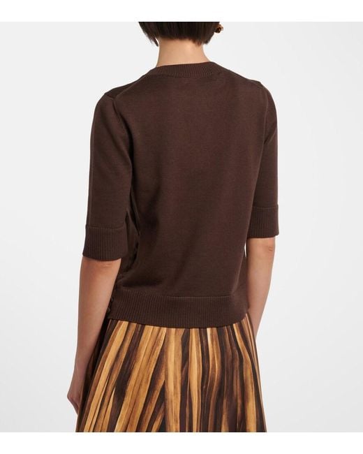 Oscar de la Renta Brown Virgin Wool Sweater
